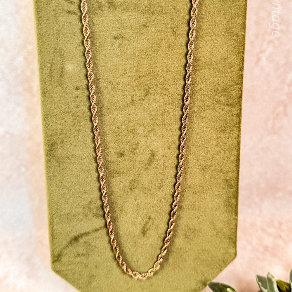 Gold Twisted Rope Chain Necklace - Picture 3 of 5